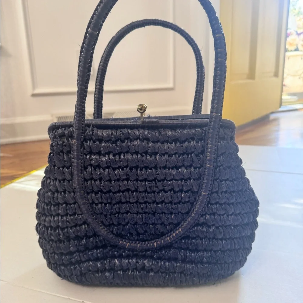 Vintage‎ 1950s 1960s Handbag Purse Cellophane straw made  in Japan